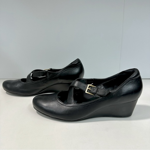 Rockport Womens Size 9.5 M Black Leather Criss Cross Soft Wedge Shoes 10… - Picture 7 of 14